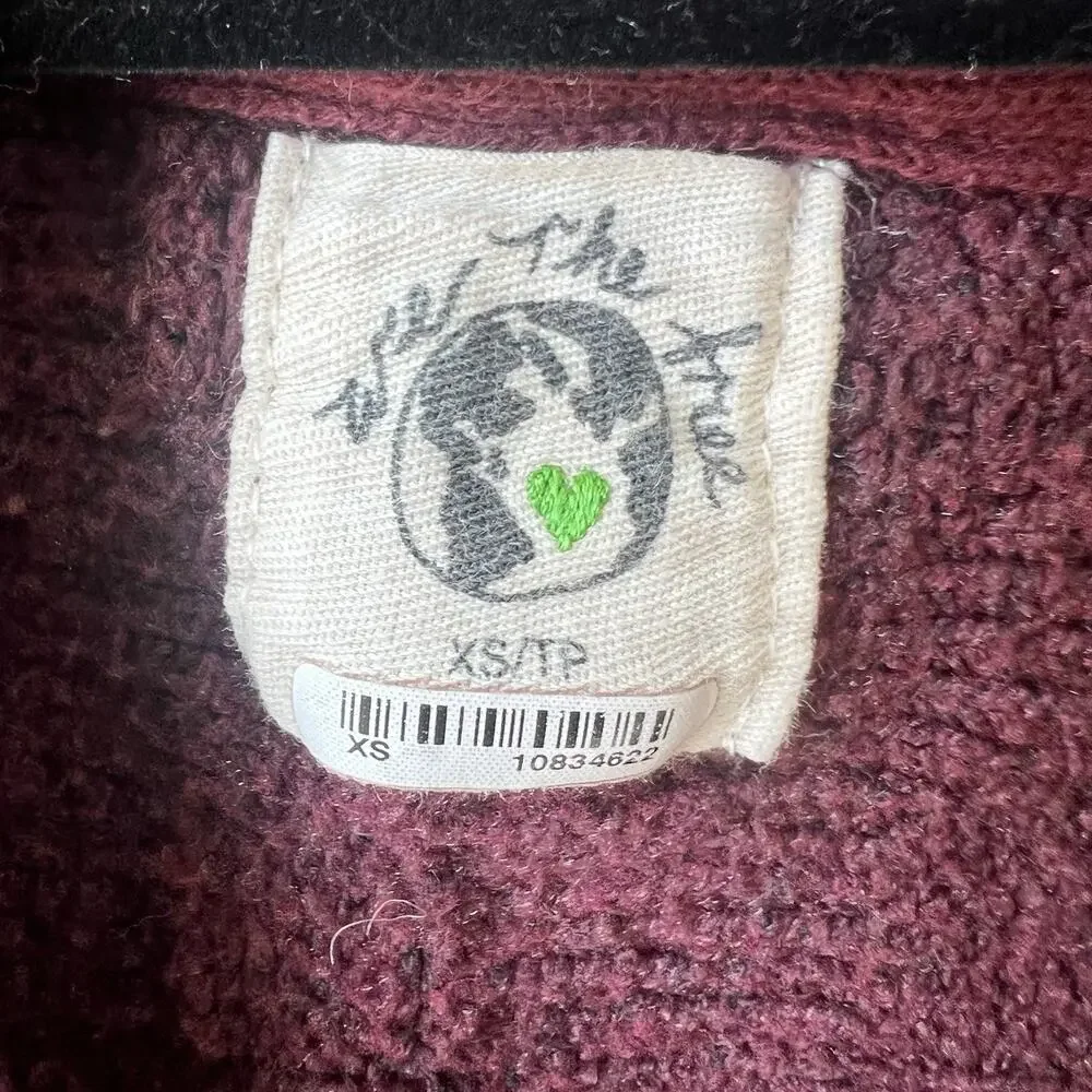 Free People We The Free Soul Searcher Mock Neck Wine Sweater, Size XS, Cropped - Picture 5 of 8